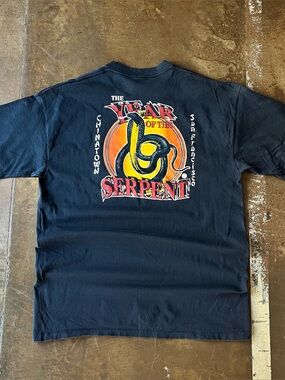 Vintage 90s Chinatown San Francisco Year of the Serpent Snake Tee XL USA Made